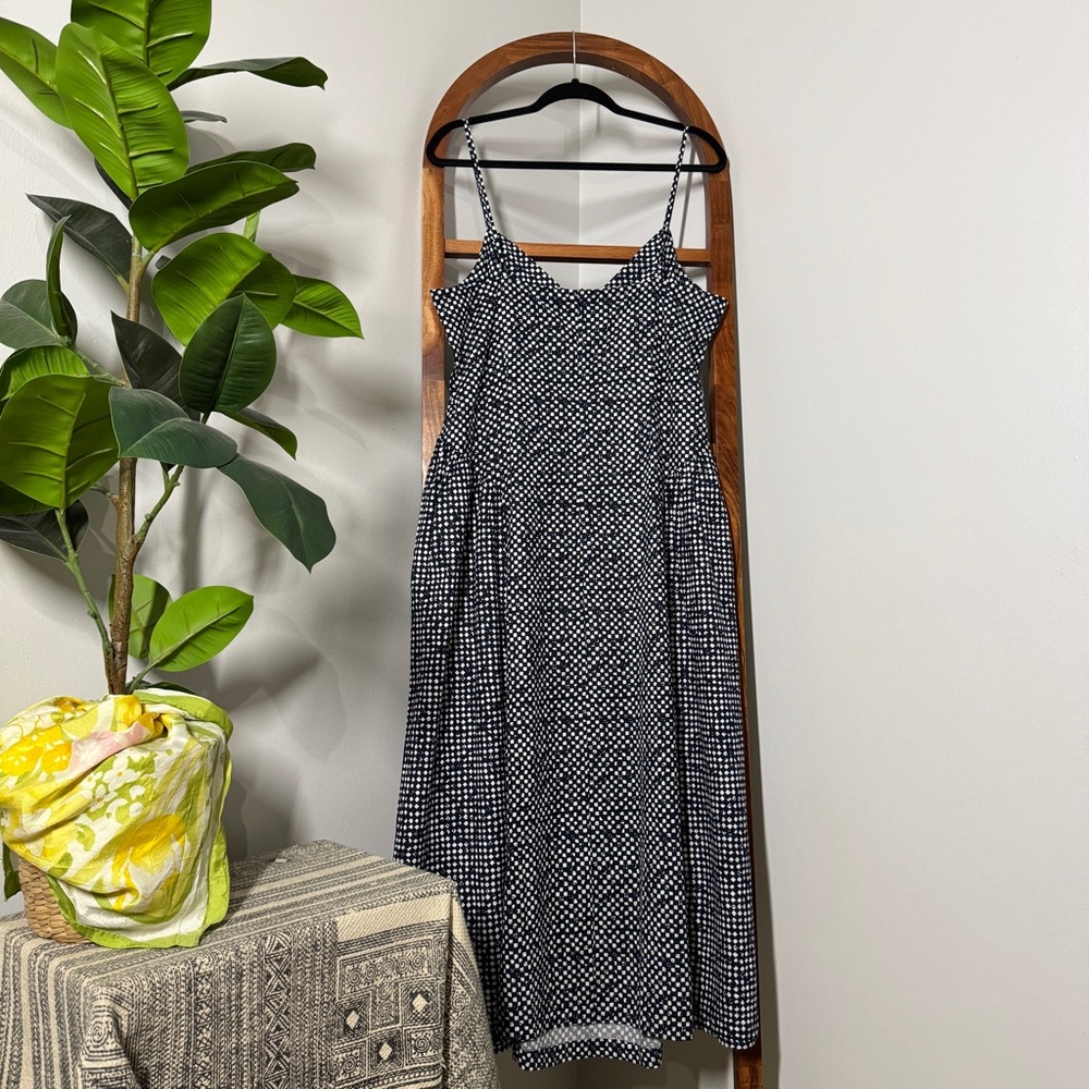 Madewell Navy and White Linen Midi Dress - Picture 3 of 5